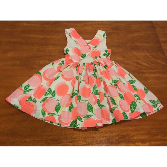 Mini Boden Girls Cross Back Sun Dress Peaches print size 3/4 EUC - Picture 6 of 10